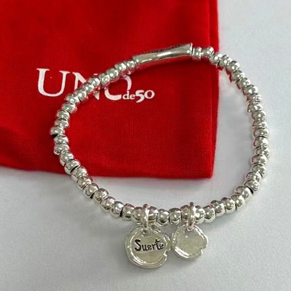UNO de 50 Bracelet -CERTIFICATED LUCK BRACELET,silver plated beads